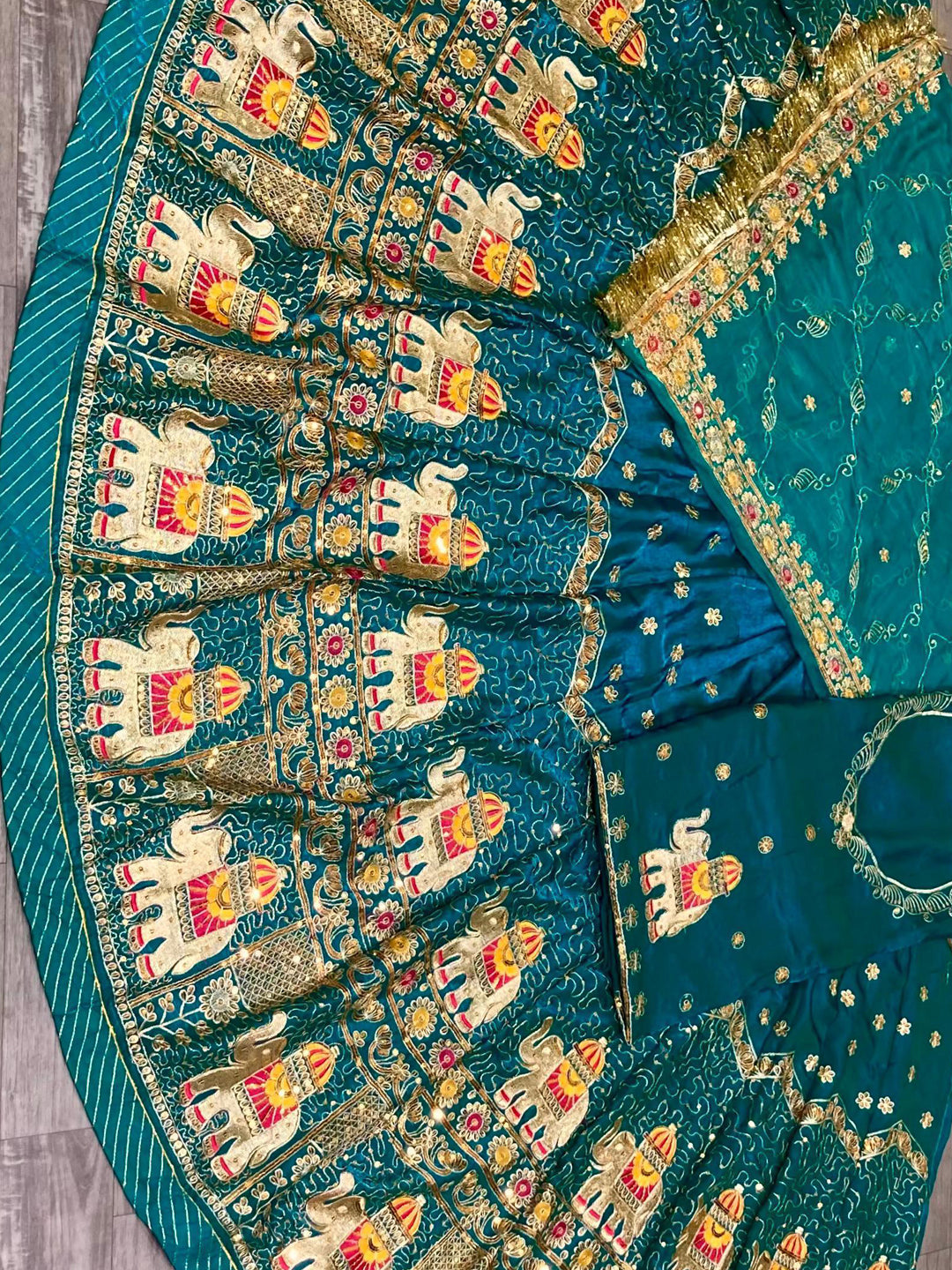 Blue color Fendi Silk Premium quality Rajputi Poshak with fancy sequence Work-91694