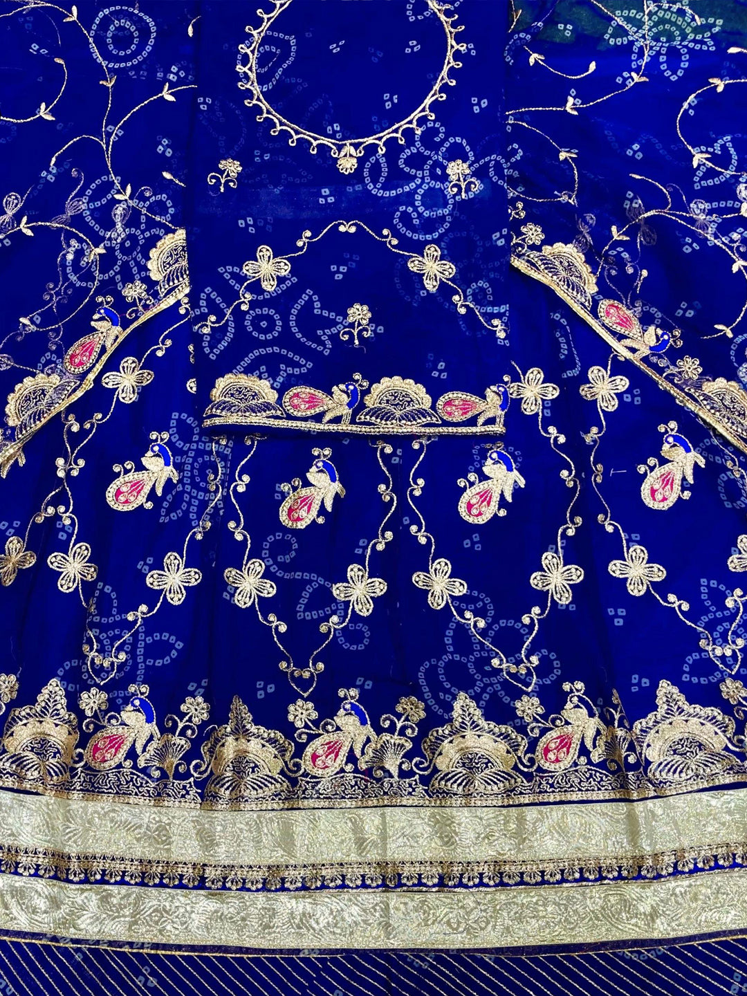 Royal Pure Rajputi Poshak with Lappa Border Work in Blue color-91689