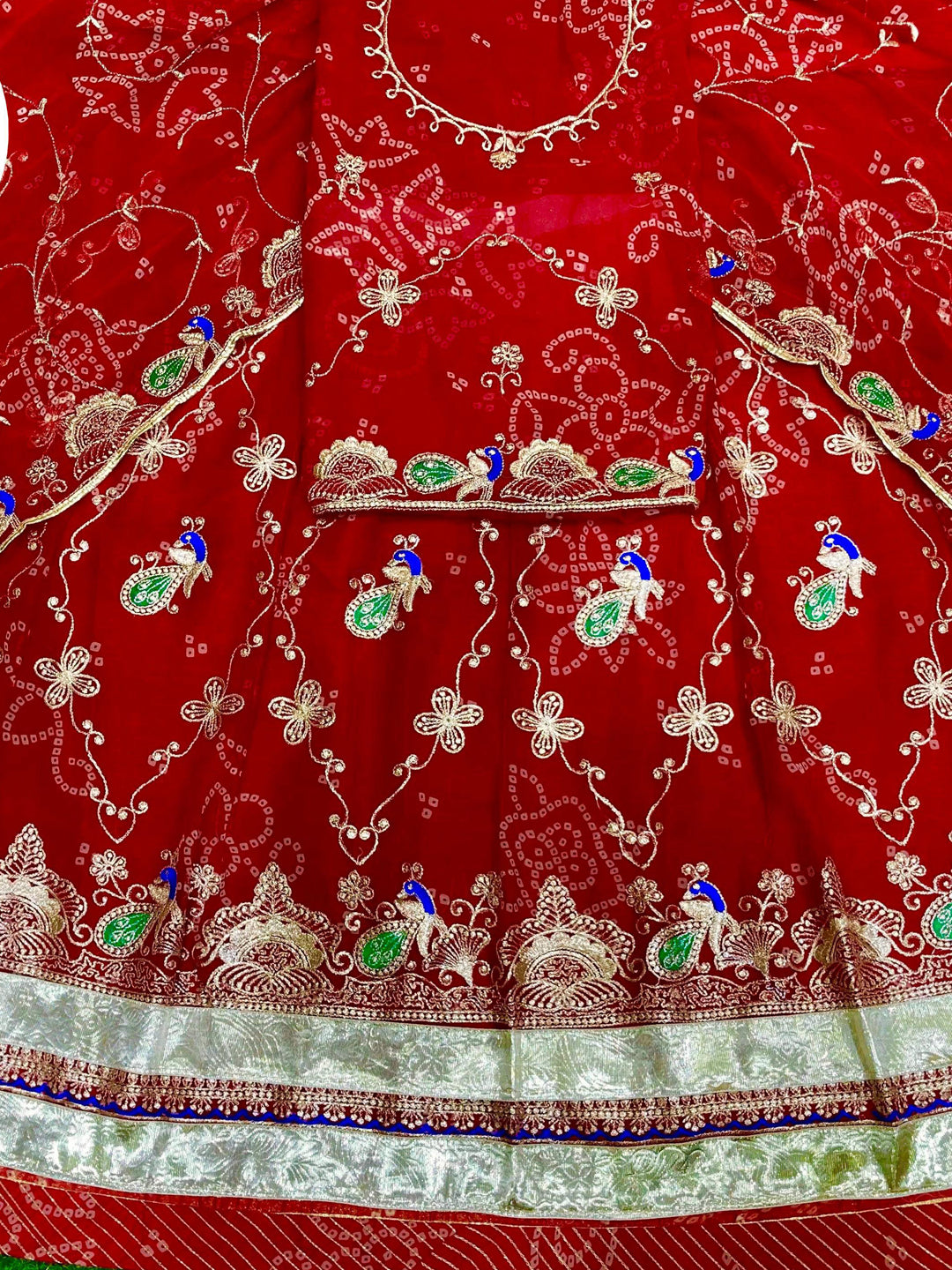 Royal Pure Rajputi Poshak with Lappa Border Work in Red color-91686