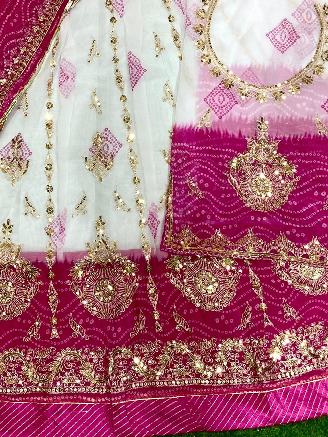 Double Shaded Royal Pure Rajputi Poshak with Barik Zari Sequence Work-91705