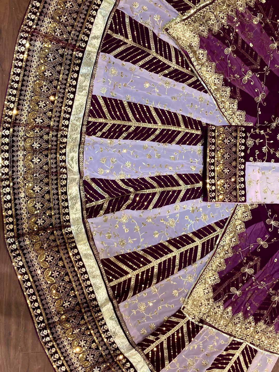 Purple color Georgette 3.5 Meter flair Contrast Kali Pattern Festival Vintage Rajputi Poshak-91726