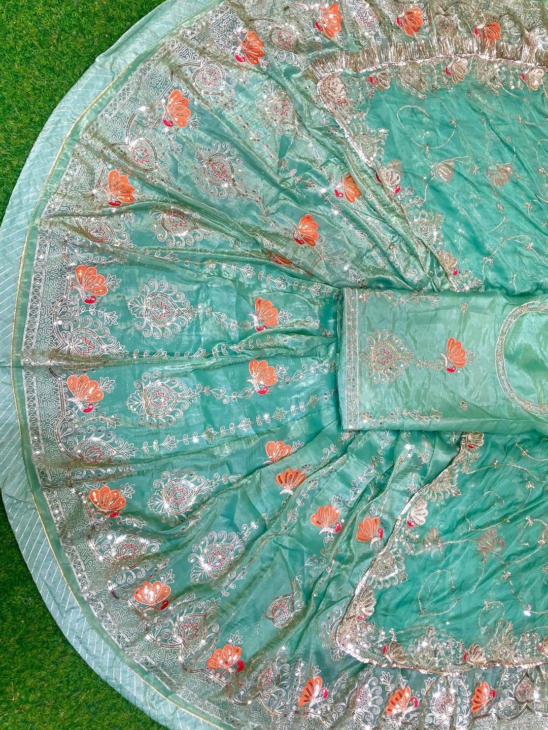 4 Meter flare Gold Crush Festival wedding Rajputi Poshak-91749