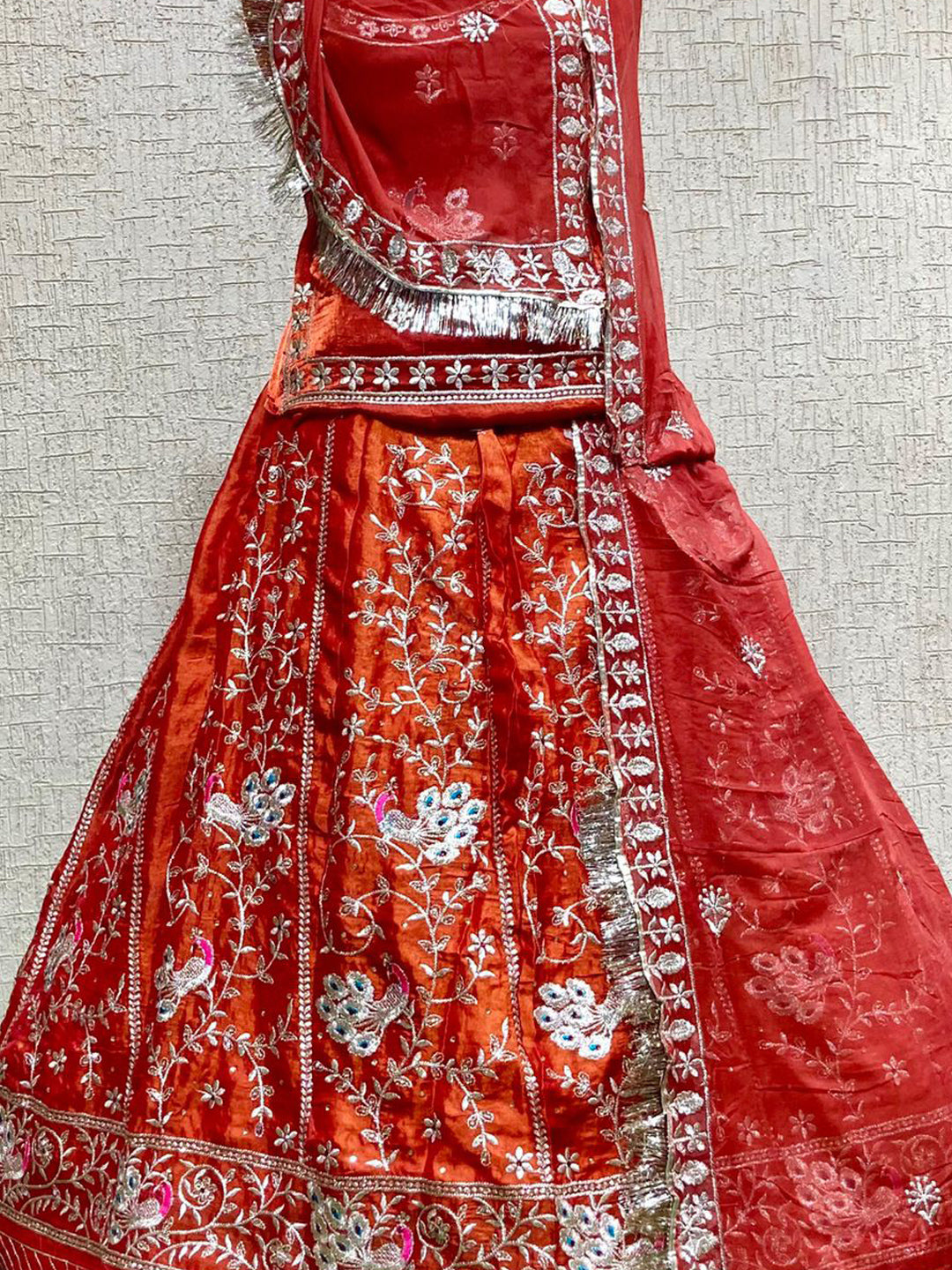 Orange color Fend Festival wedding Rajputi Poshak-91743