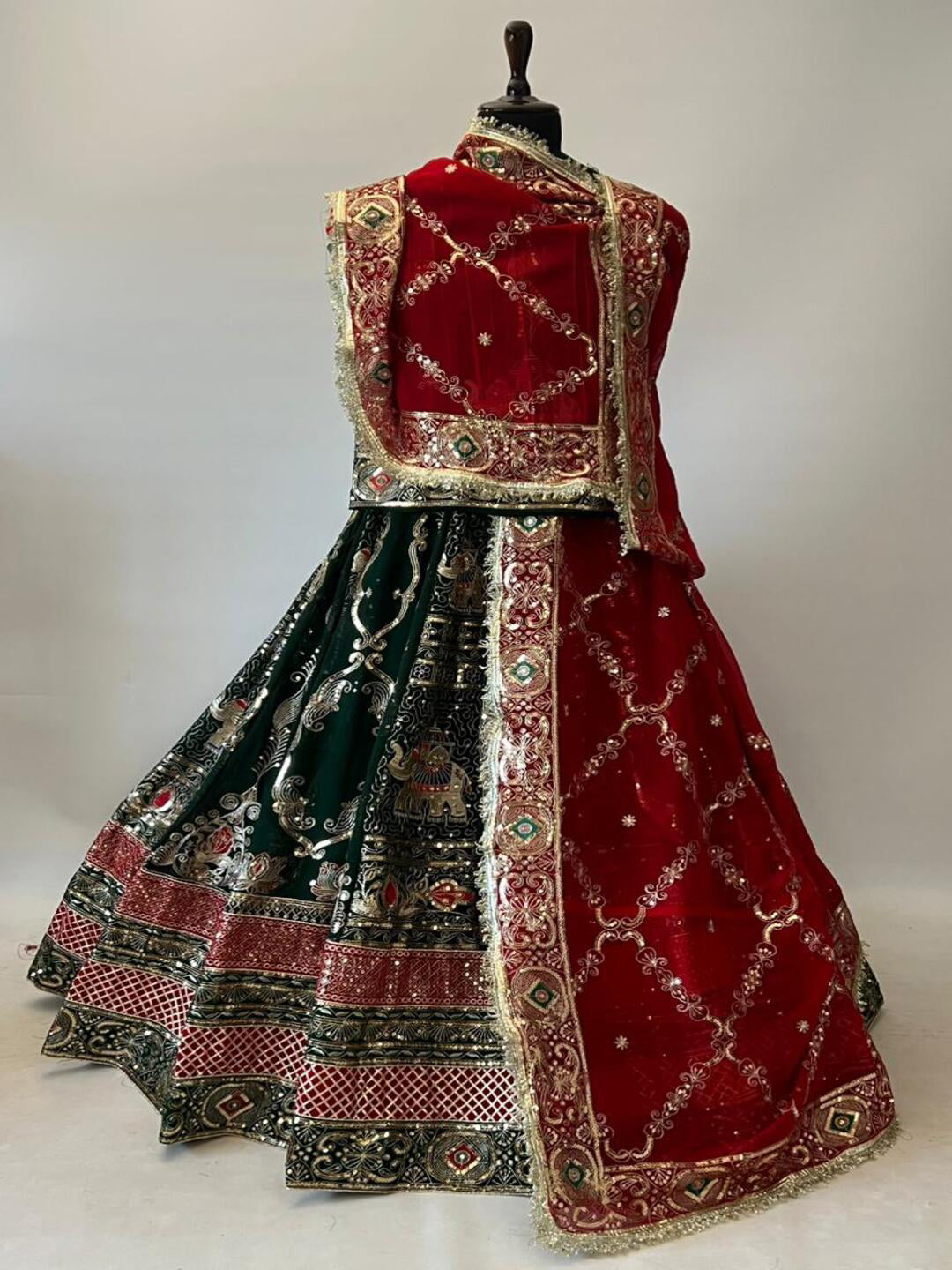 Premium Georgette Contrast Rajputi Poshak Blue – 7 Meter Flare Bridal Gher-91844