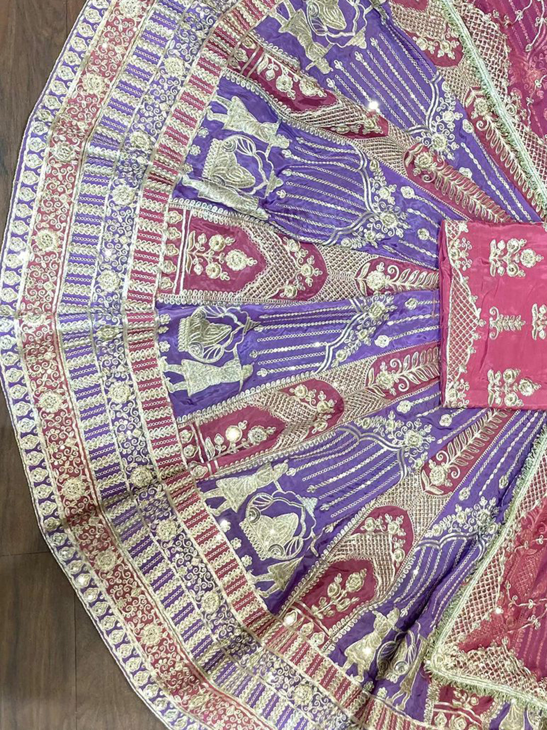Double Shaded Heavy Silk Wedding Partywear Rajputi Poshak in Purple color-91814