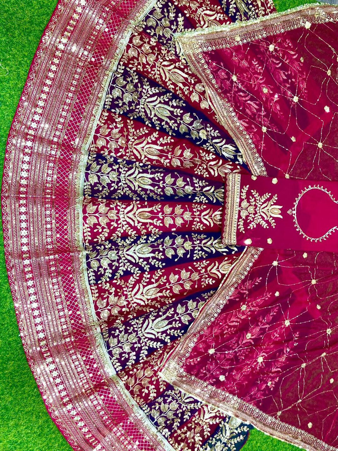 4 Meter Flare Royal Pure Rajputi Poshak Wedding Party Wear Designer Outfit for Women -91802