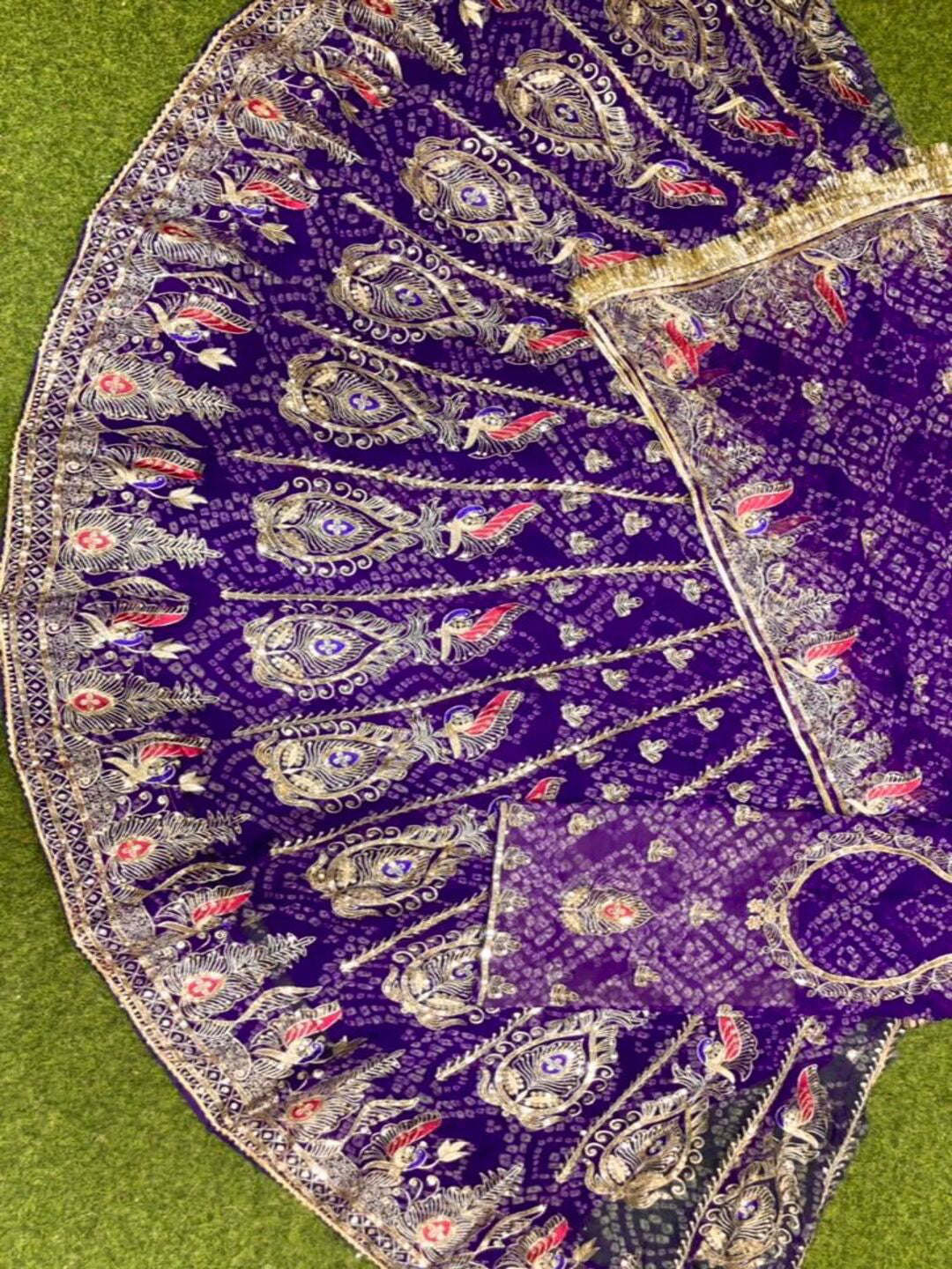Premium Royal Pure Chunnari Vintage Style Rajputi Poshak in Purple-91858