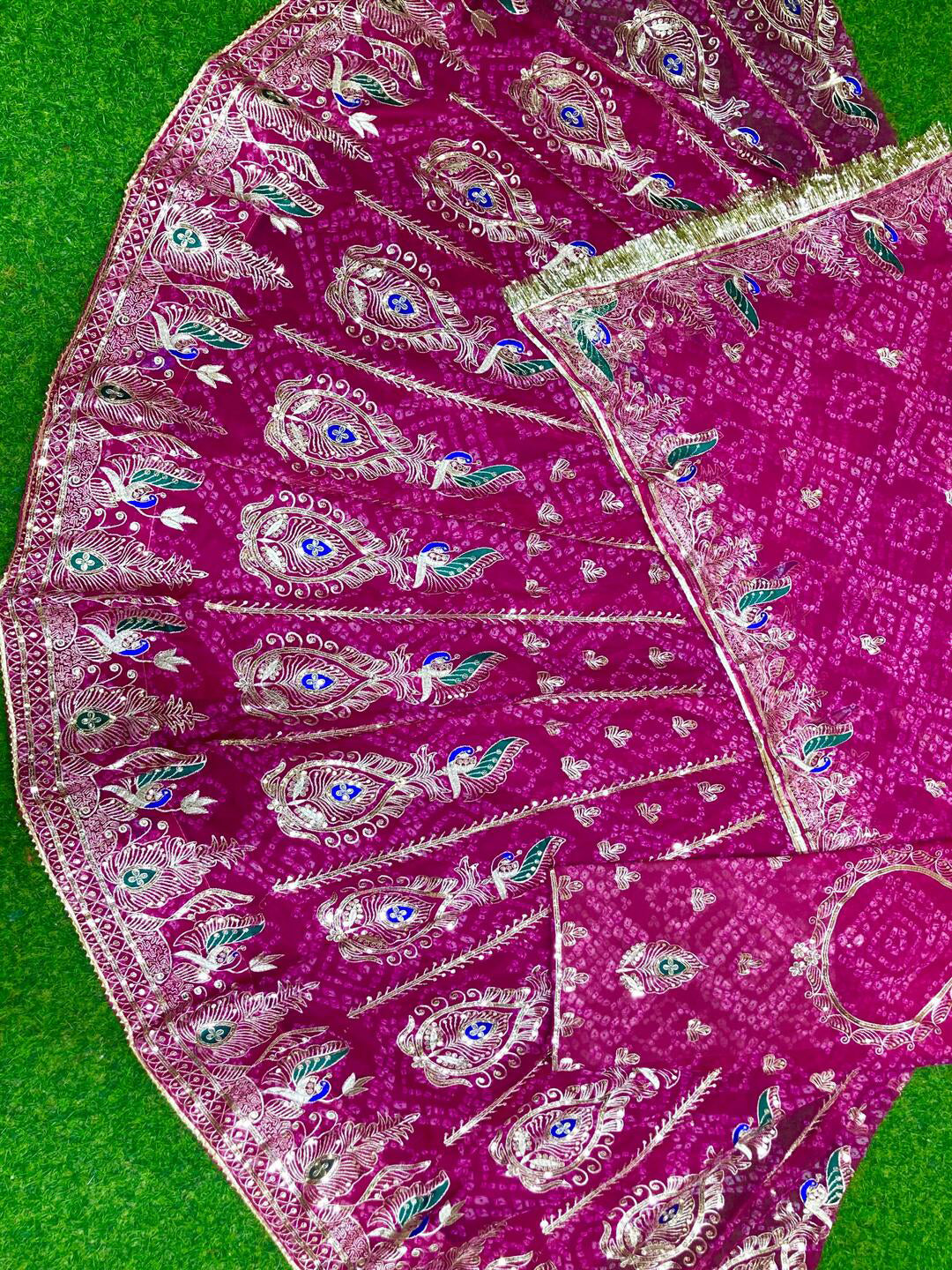 Premium Royal Pure Chunnari Vintage Style Rajputi Poshak in Pink-91856