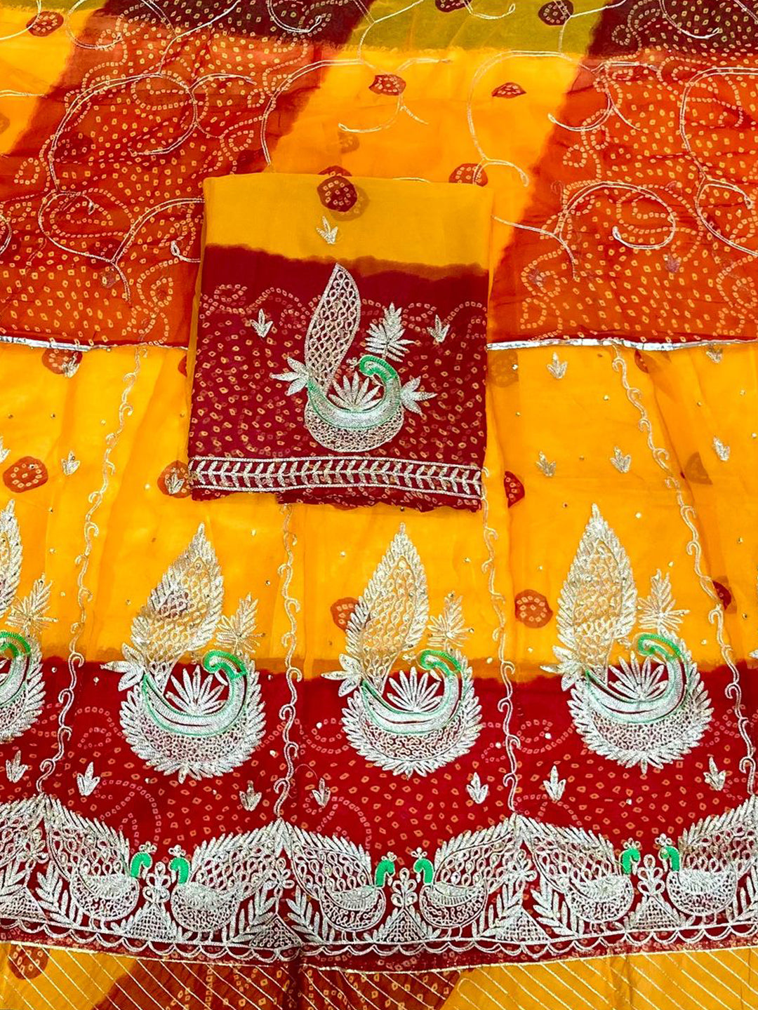 Bandhani Piliya Royal Pure Rajputi Poshak – Traditional Wedding Wear for Women-91864