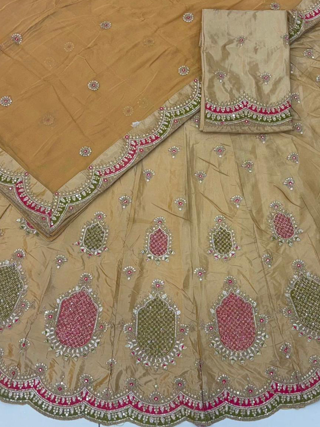 Peach Premium Vintage Humrahi Pure Rajputi Poshak – 5 Meter Flare Wedding Wear for Women-91943