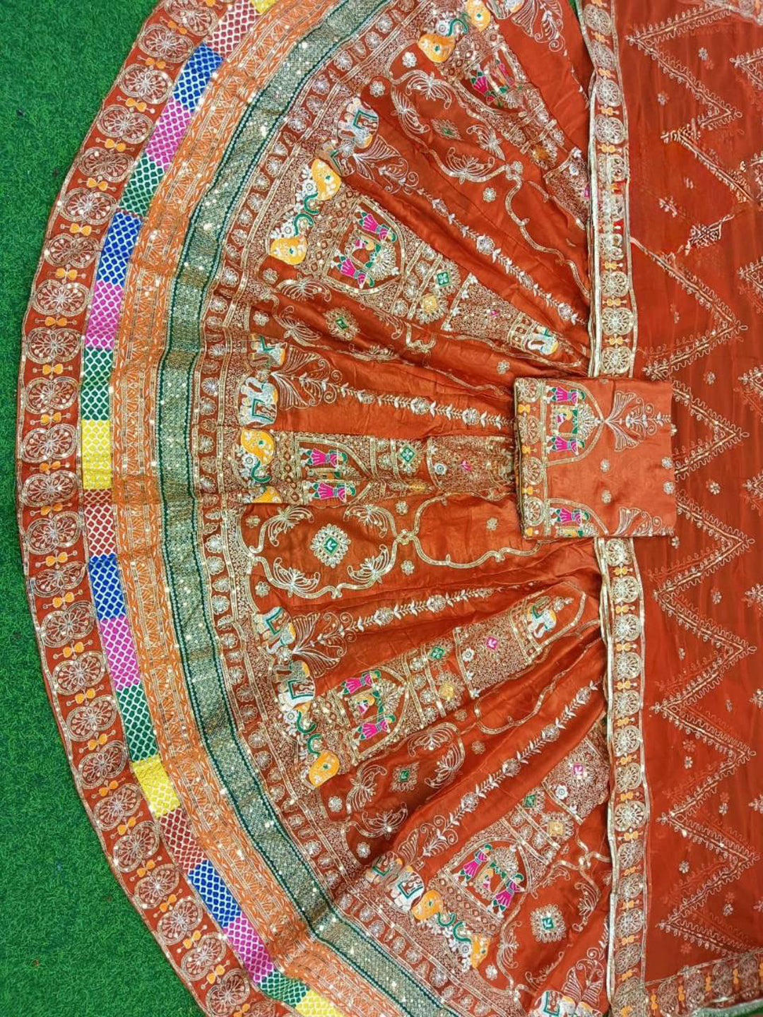 Orange Premium Vintage Georgette Rajputi Poshak – 4 Meter Flare Wedding Wear for Women-91936