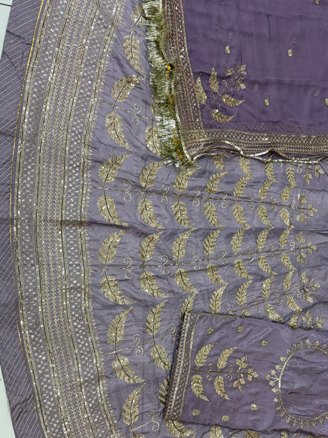 Light Purple Premium Crepe Silk Wedding Wear Vintage Rajputi Poshak for Women -91910