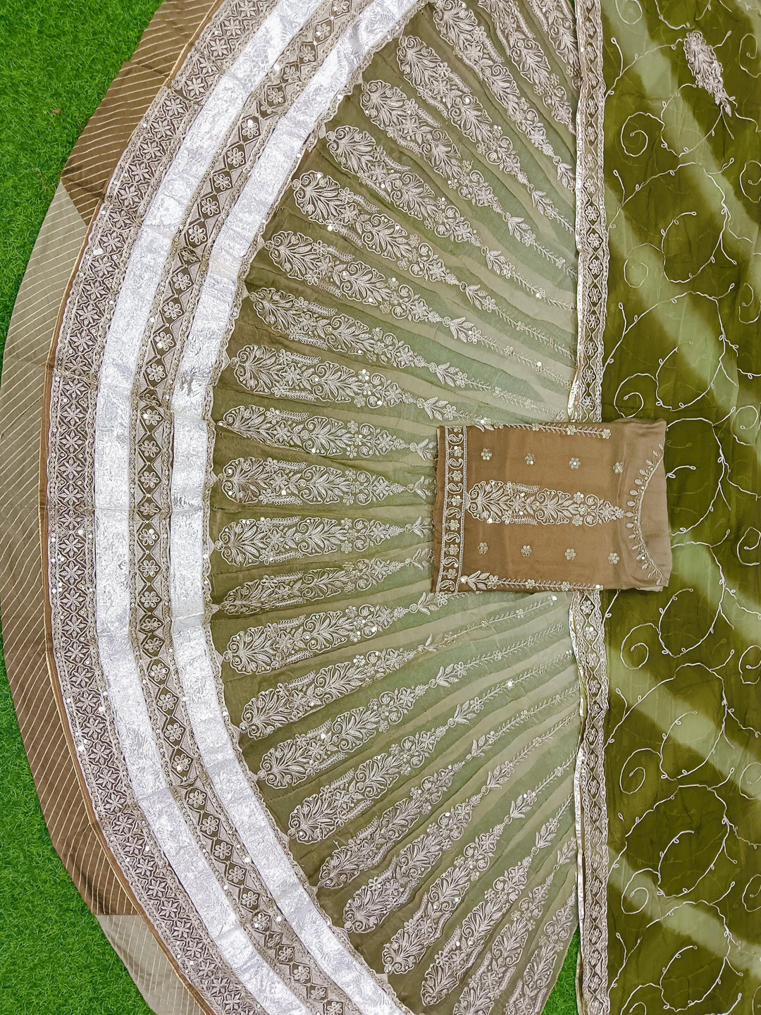 Premium Silk Wedding Wear Rajputi Poshak for Women in Green-91949