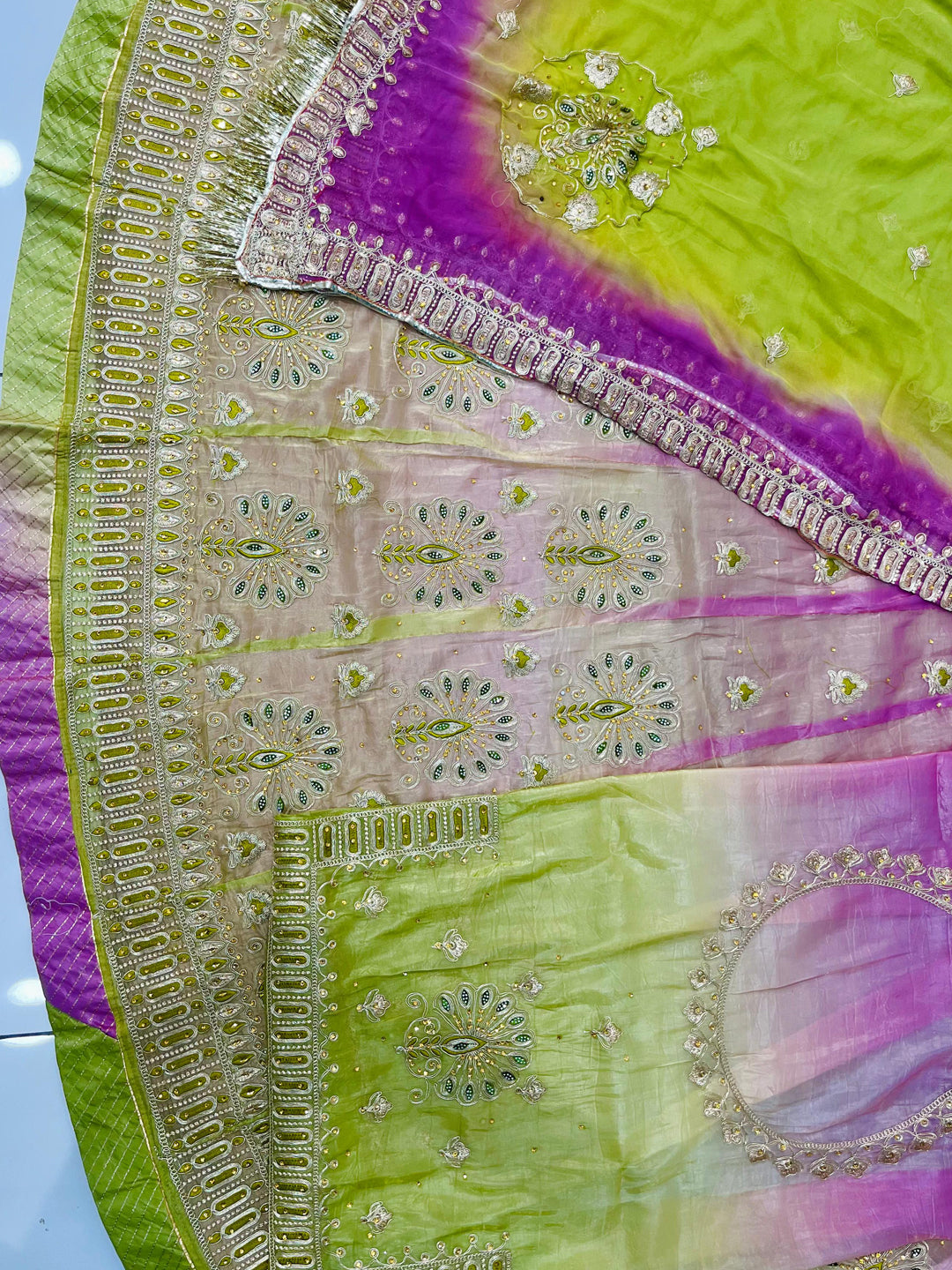 Double Shaded Gold Crush Rajputi Poshak | Wedding Partywear for Women-91966