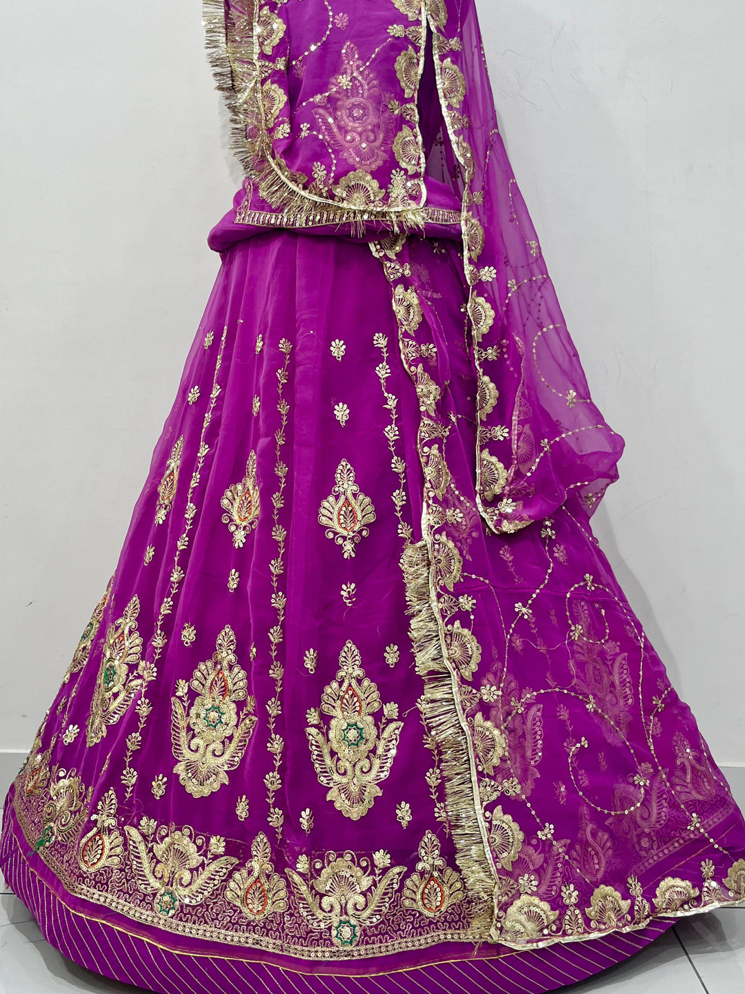 Pink Half Pure Rajputi Poshak with Heavy Gold Zari Sequence work -91988