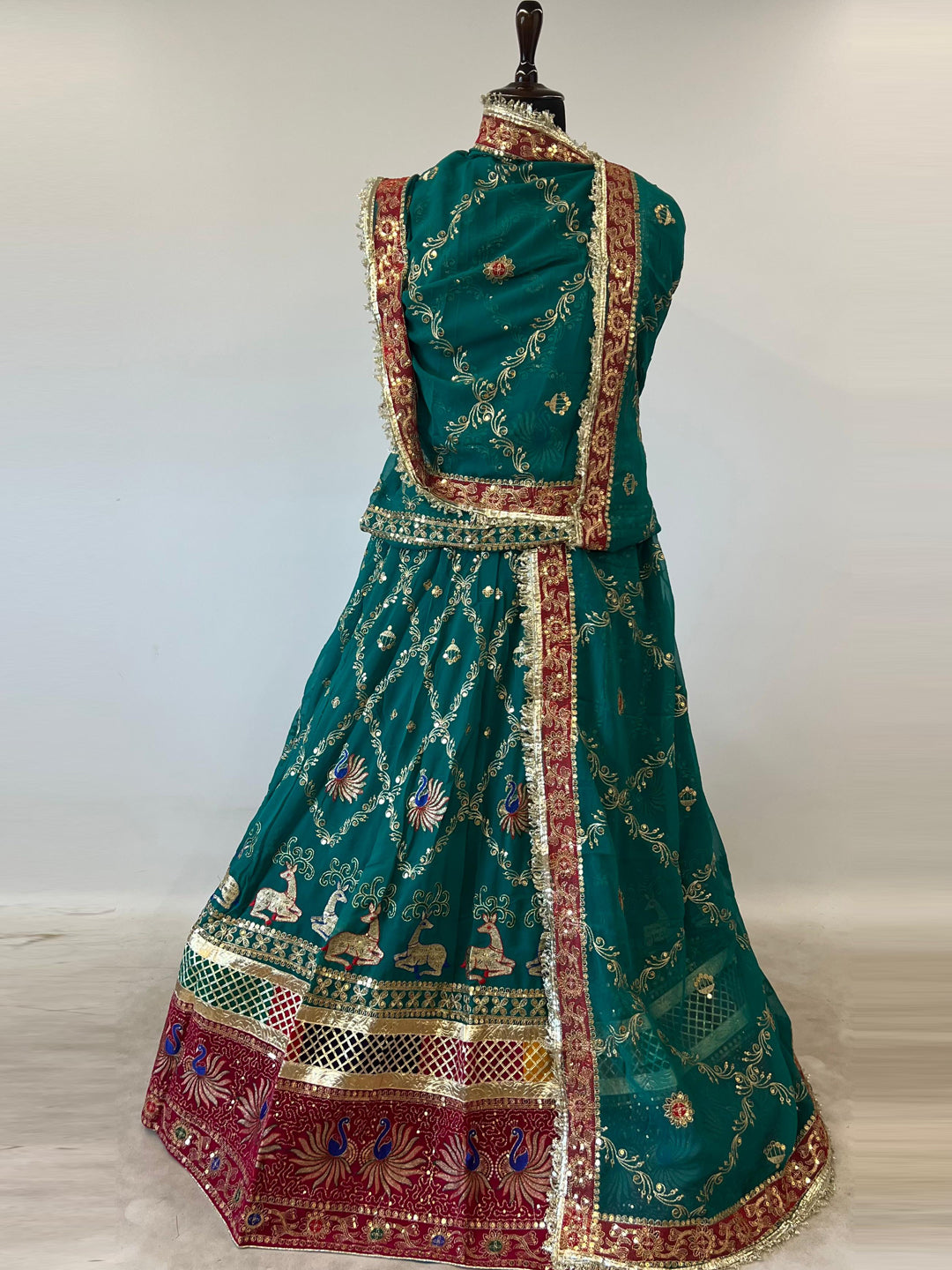 5 Meter Flare Humrahi Pure Poshak - Vintage Rajasthani Rajputi Dress with Coding Zari Work-92022