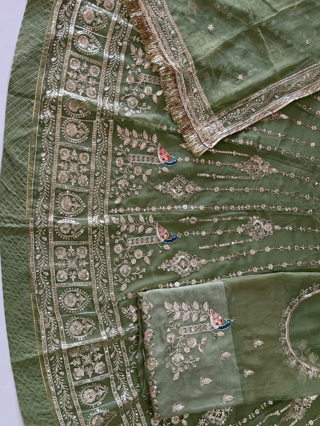 Half Pure Rajputi Poshak - Traditional Rajasthani Dress with Multi Jari Sequence Work-92065