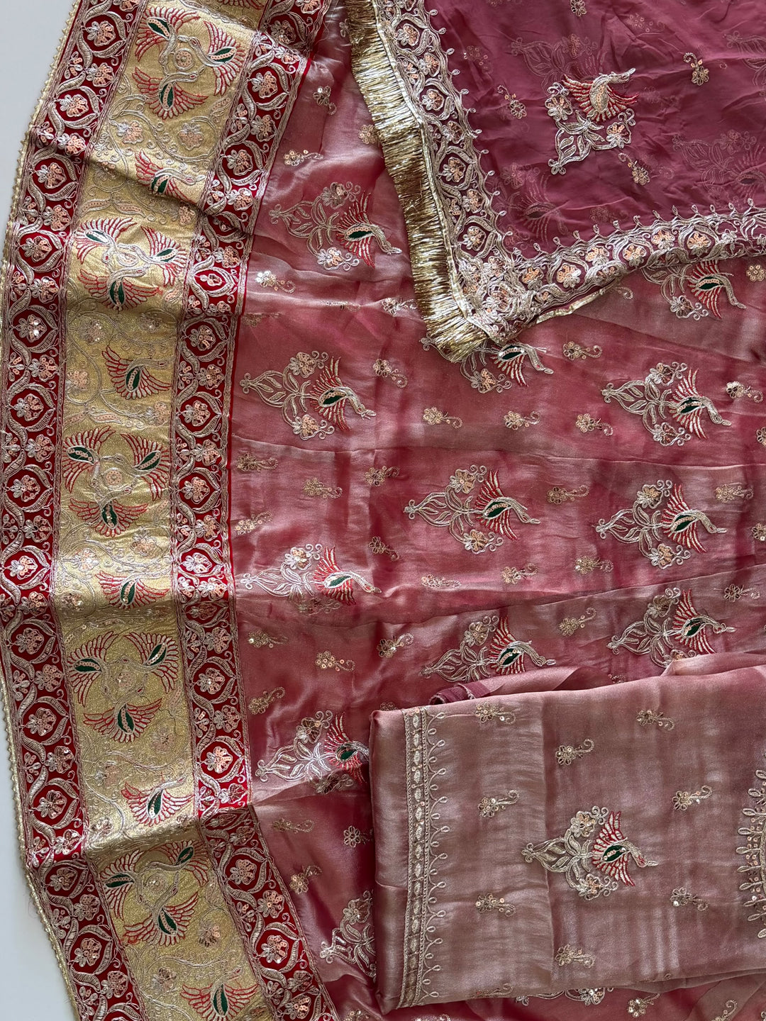 4-Meter Flare Vintage Rajasthani Gabana Tissue Silk Rajputi Poshak for Women-92048