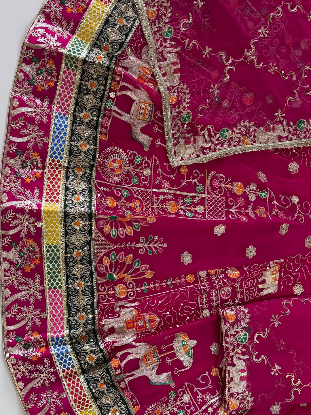 4 Meter Flare Half Pure Poshak - Vintage Rajasthani Rajputi Dress with Sequence Work-92045
