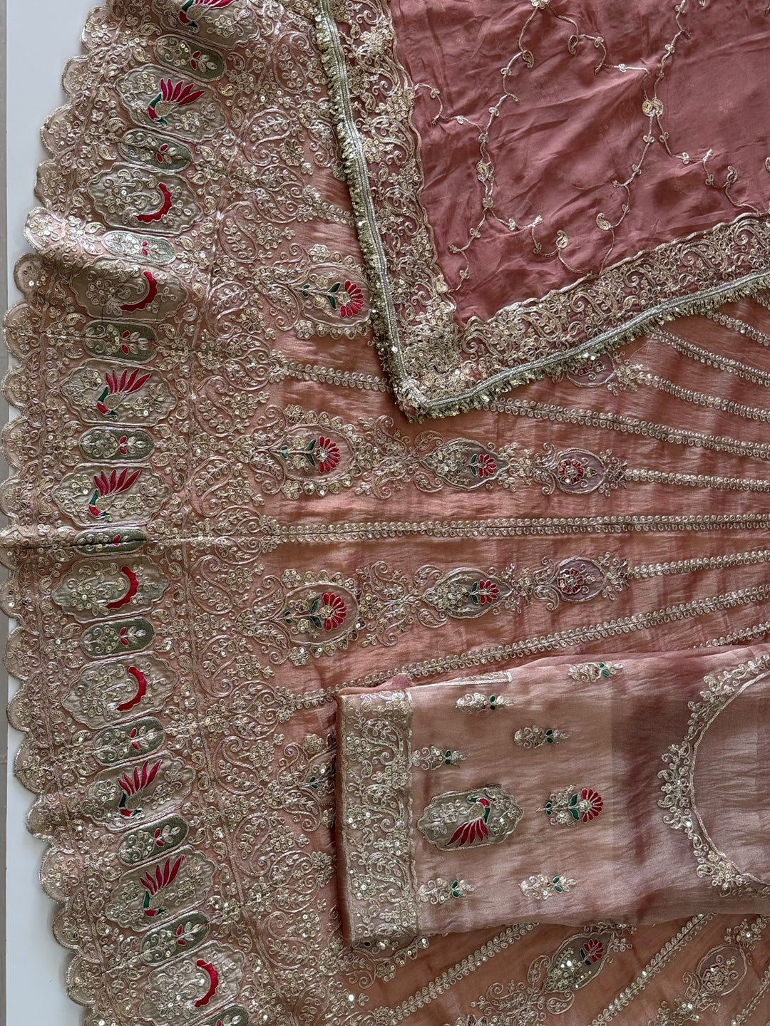 4-Meter Flare Vintage Rajasthani Gabana Tissue Silk Rajputi Poshak for Women-92035