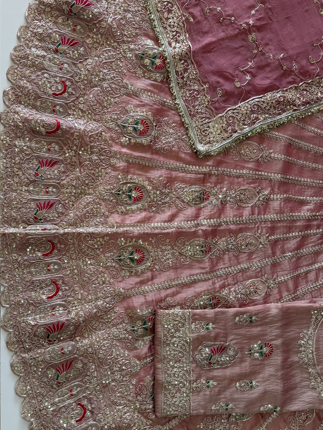 4-Meter Flare Vintage Rajasthani Gabana Tissue Silk Rajputi Poshak for Women-92037