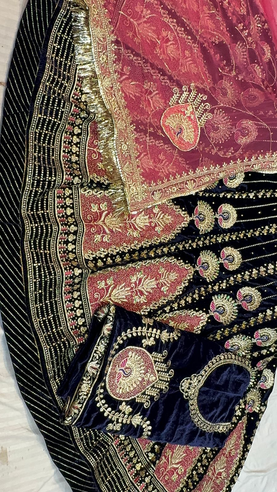 Velvet Humrahi Pure Wedding Sangeet Codding Jari work Rajputi Poshak In Blue Colour