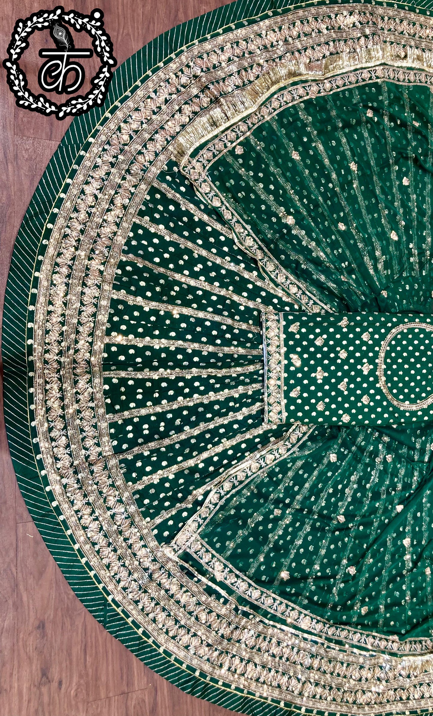 30 Kali Full Gher Banarasi Wedding Traditional Rajputi Poshak with Sequence Work In Green color-82025