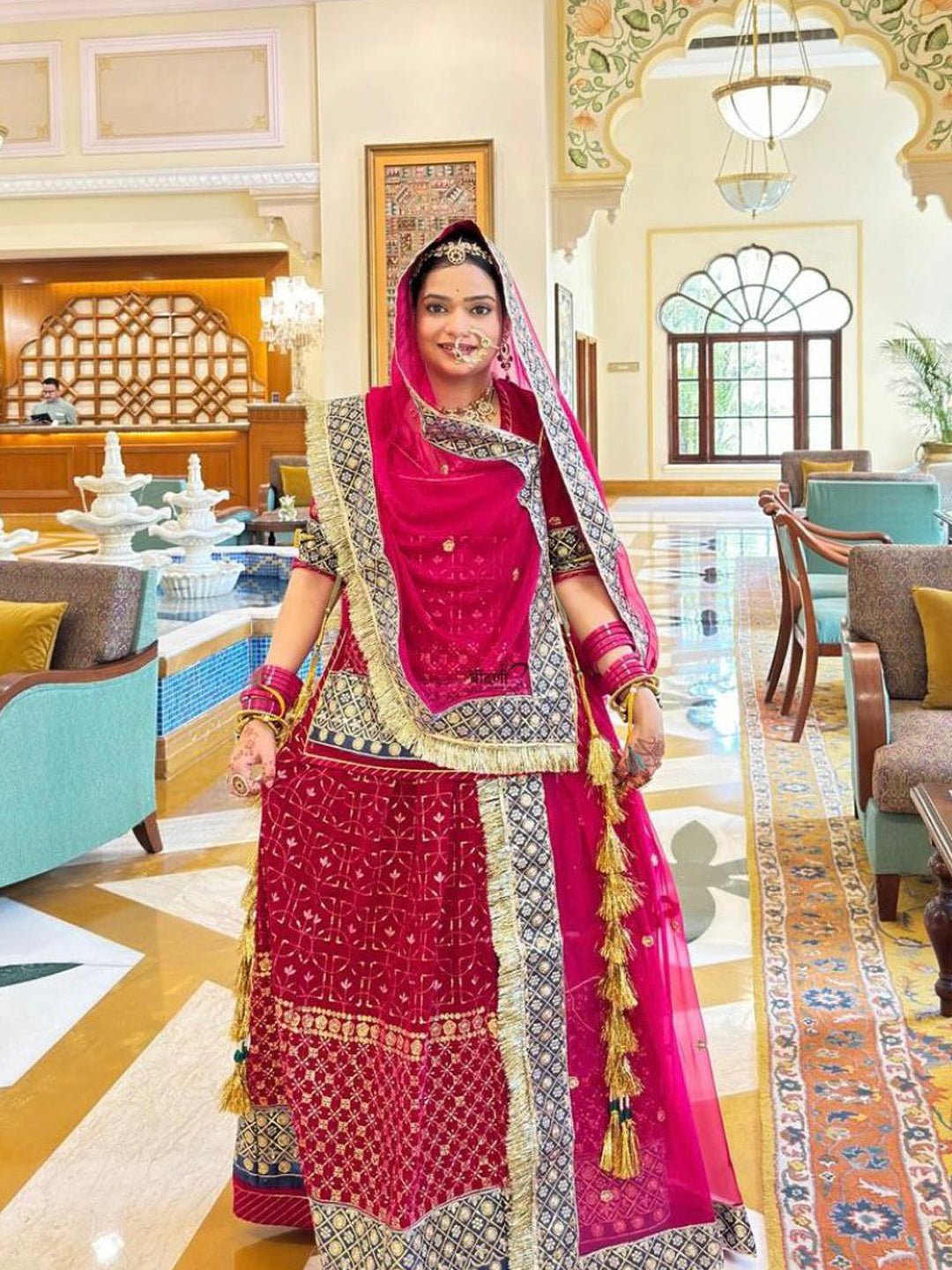 Satin and Hamrahi festive kasab zari Work Rajputi Poshak In Pink Colour-60989