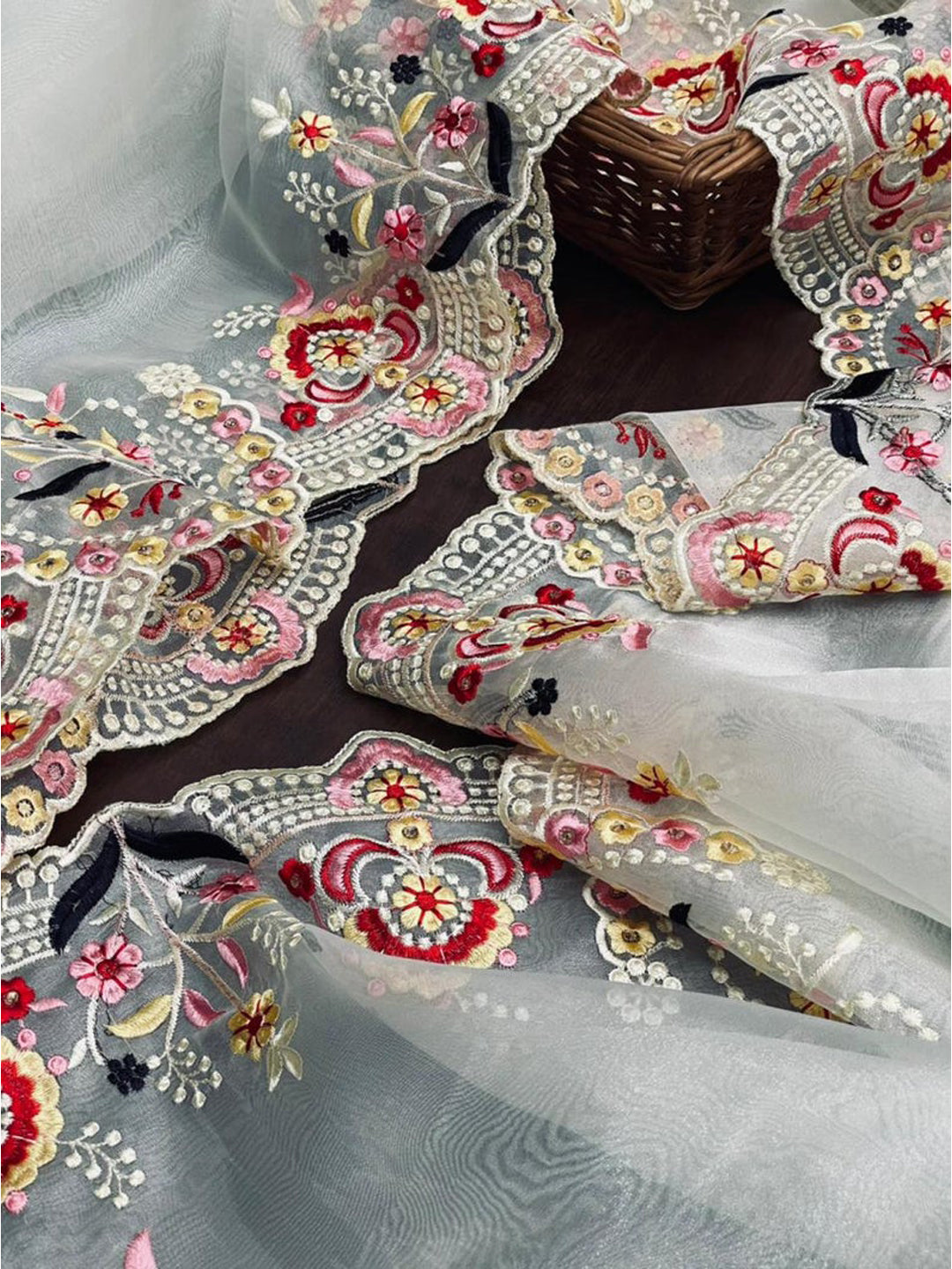 Traditional Saree, Pure n very soft organza high quality with all over viscos thread work