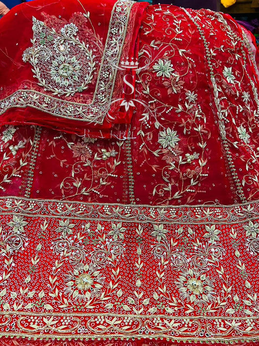 Thakurji Pure Wedding Bridal Rajputi Poshak In Red color-81928