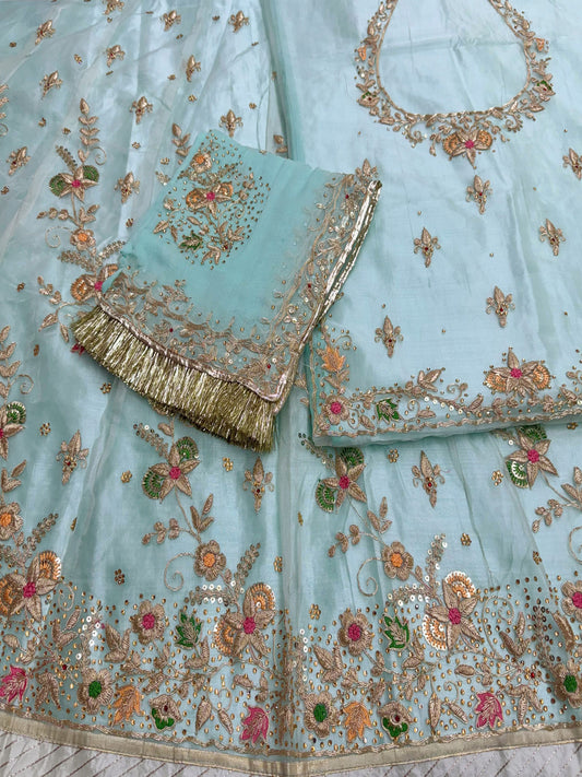 Humrahi Pure Zardoi look coding work Rajputi Poshak In Light Blue Colour-81927