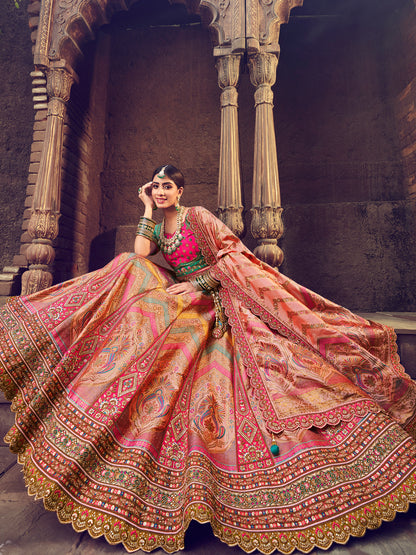 Banarasi Silk Bridal Lehenga  with Sequence work in Multicolor-81701