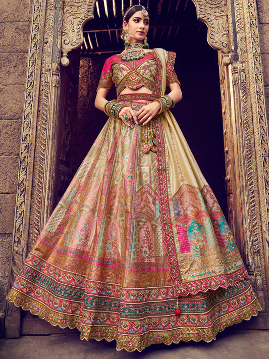 Banarasi Silk Bridal Lehenga  with Sequence work in Multicolor-81703