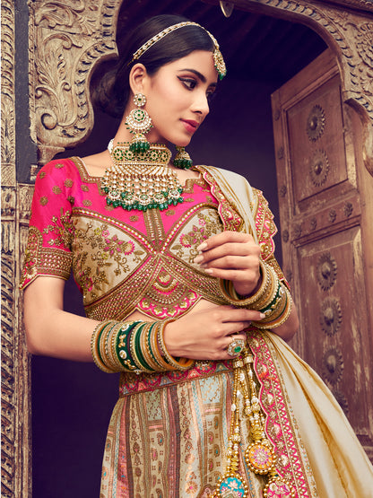 Banarasi Silk Bridal Lehenga  with Sequence work in Multicolor-81703