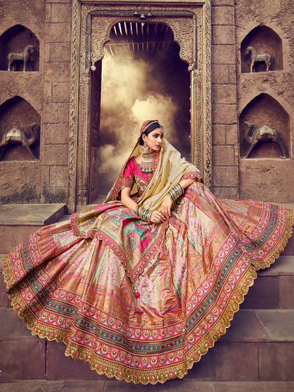 Banarasi Silk Bridal Lehenga  with Sequence work in Multicolor-81703