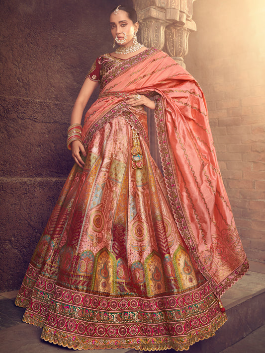 Banarasi Silk Bridal Lehenga  with Sequence work in Multicolor-81704
