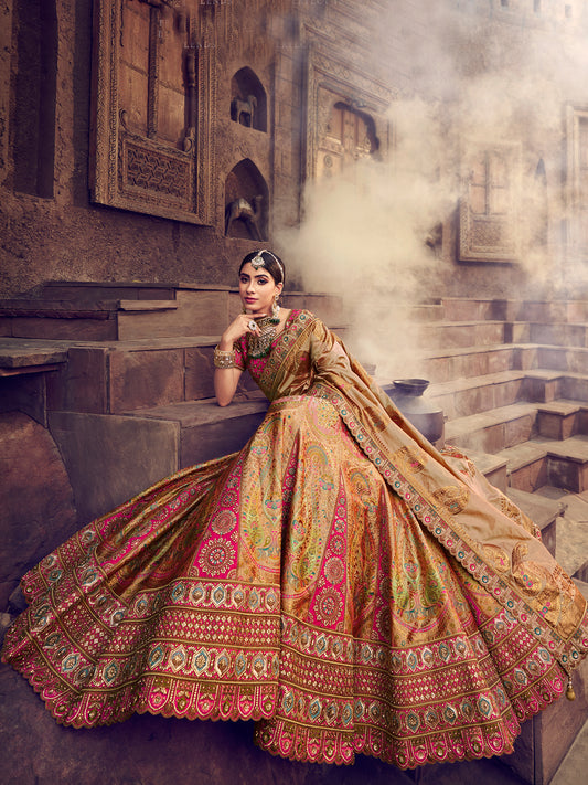 Banarasi Silk Bridal Lehenga with Sequence work in Multicolor-81705