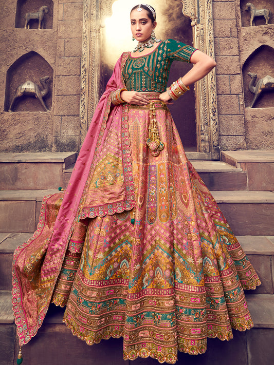 Banarasi Silk Bridal Lehenga with Sequence work in Multicolor-81706