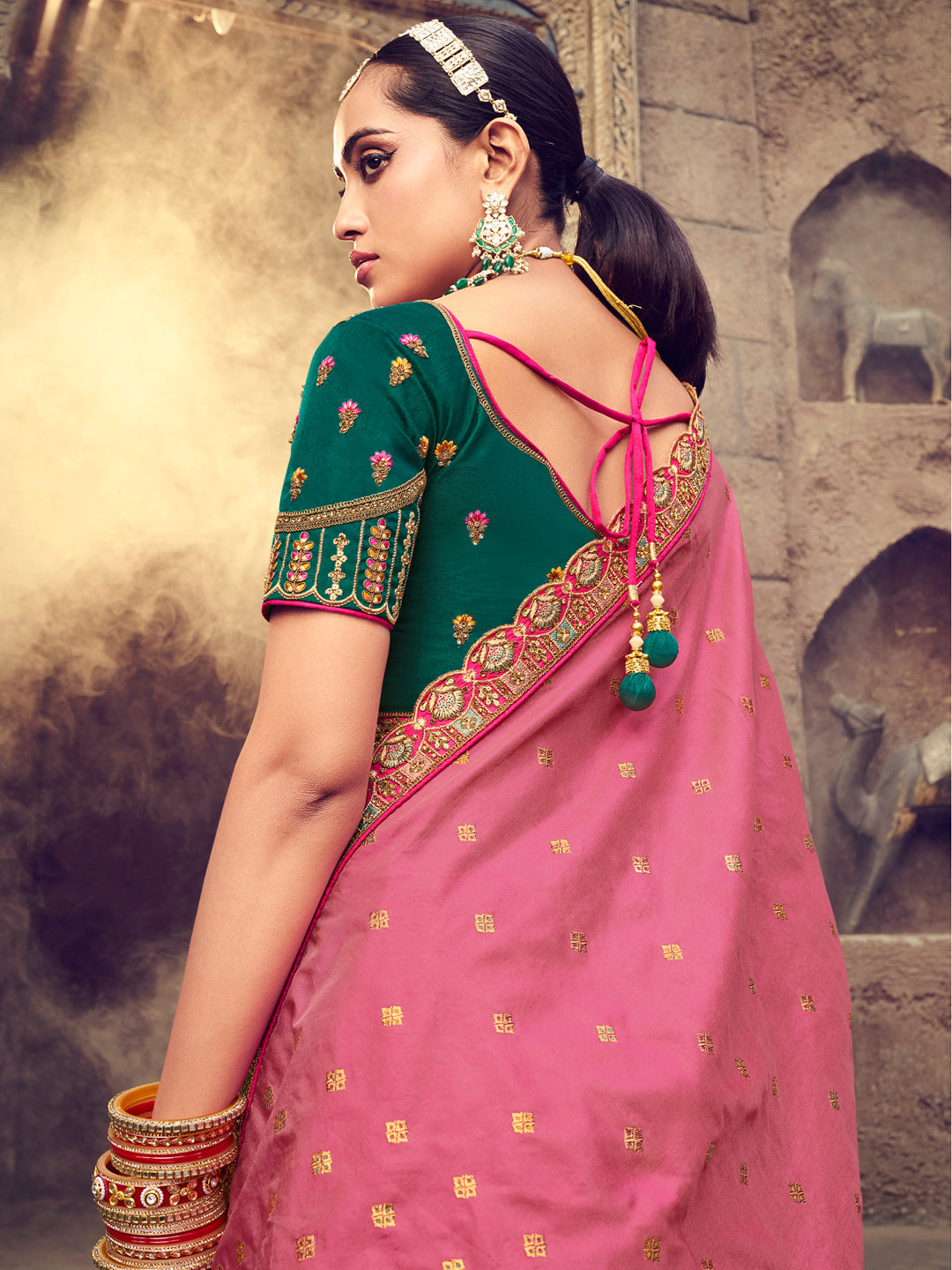 Banarasi Silk Bridal Lehenga with Sequence work in Multicolor-81706