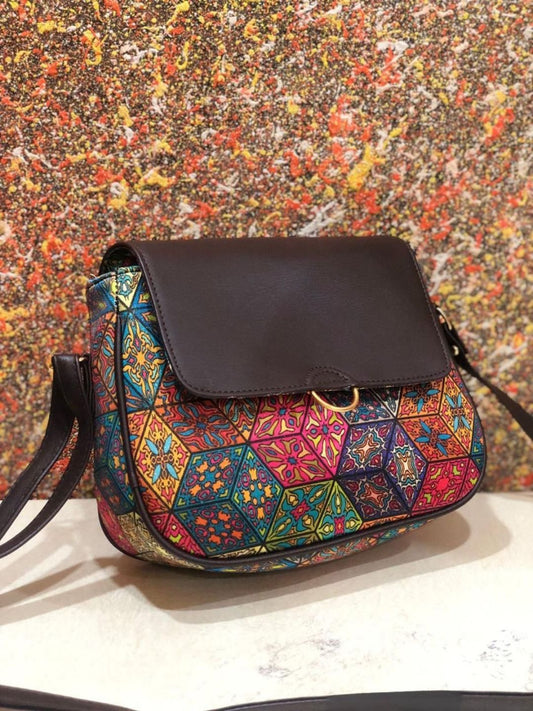 Multi-Coloured polyester prints Quirky Sling Bag-40918