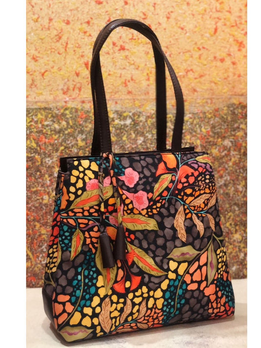 Multicolored polyester prints Cotton Triple partition Oversized Shopper Tote Bag-40903