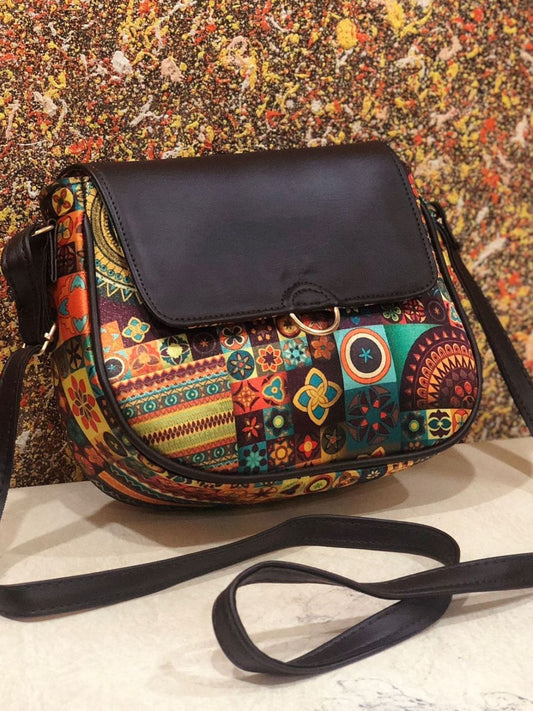 Multi-Coloured polyester prints Quirky Sling Bag-40919