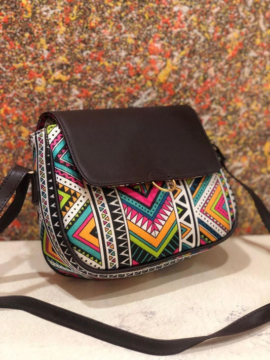 Multi-Coloured polyester prints Quirky Sling Bag-40920