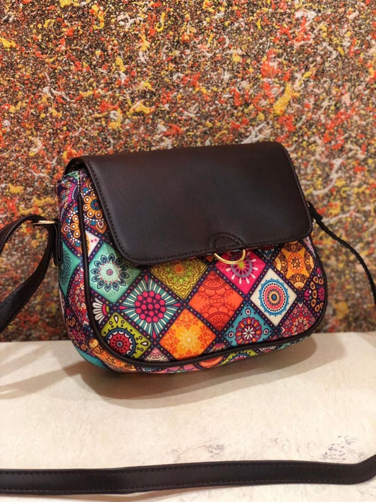 Multi-Coloured polyester prints Quirky Sling Bag-40921
