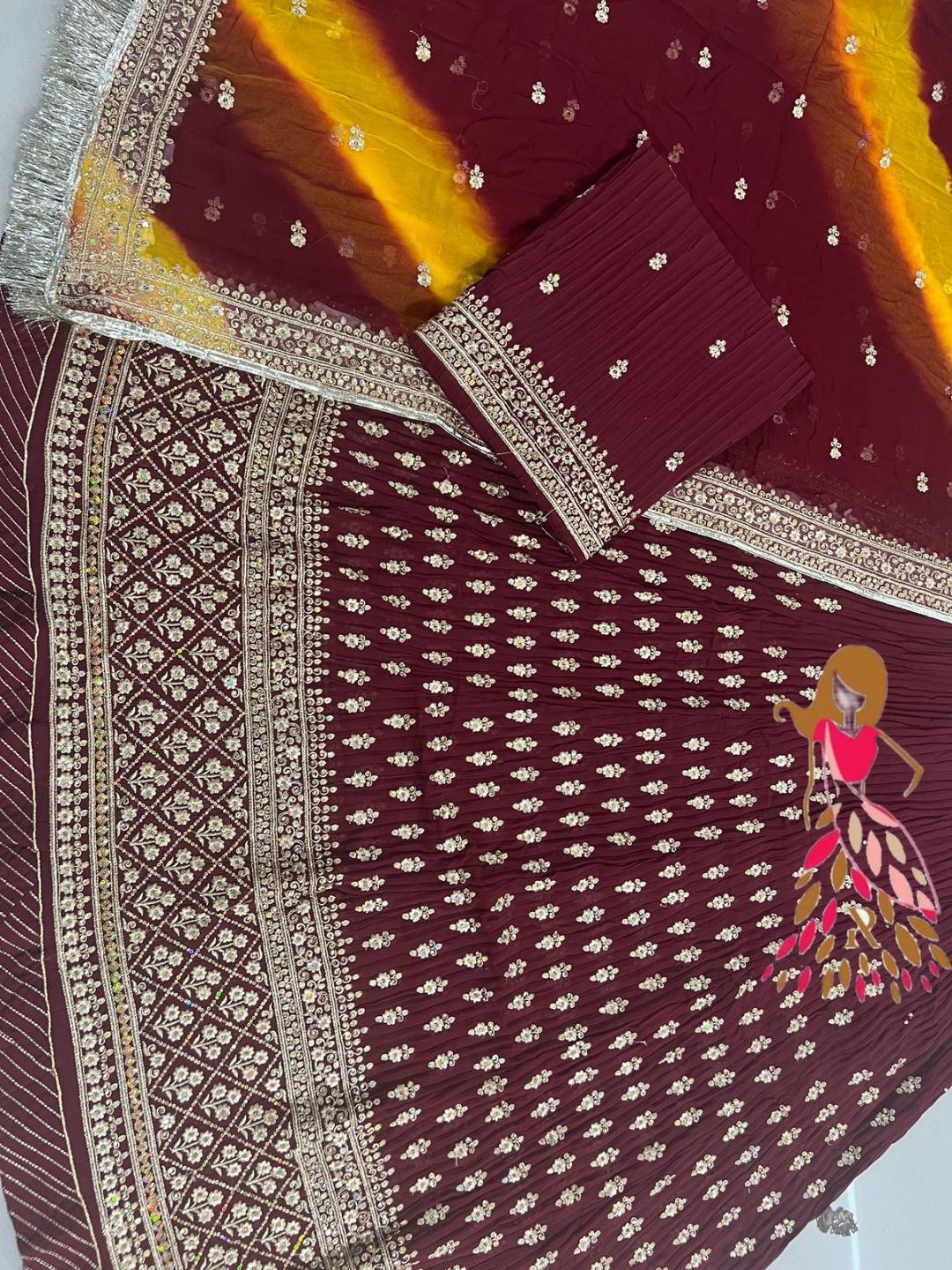 Sequence Blooming Georgette Wedding Rajputi Poshak In Maroon 60987