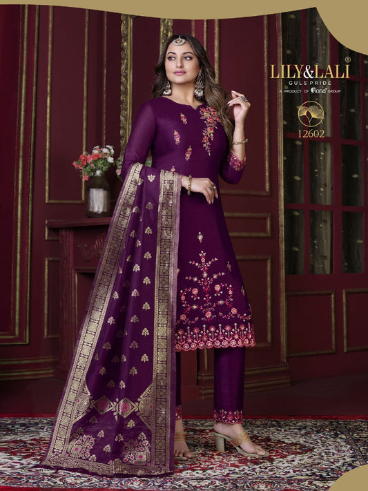 Sonakshi Sinha Bollywood Embroidered Silk Pakistani Style Salwar Kameez in Purple Color-71033