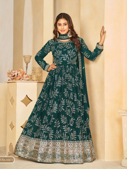 Georgette Embroidered Bollywood Salwar Kameez in Green with Stone work-81979