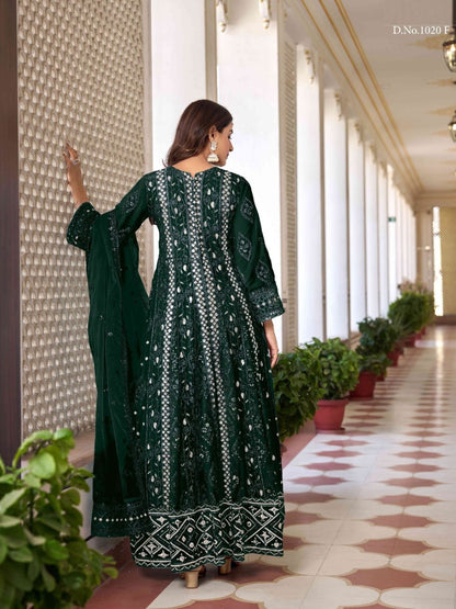 Georgette Embroidered Bollywood Salwar Kameez in Green with Stone work-81984