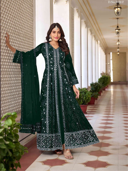 Georgette Embroidered Bollywood Salwar Kameez in Green with Stone work-81984