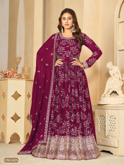 Georgette Embroidered Bollywood Salwar Kameez in Pink with Stone work-81981